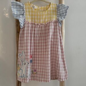 Mudpie Gingham Dress with Bunny 🐰